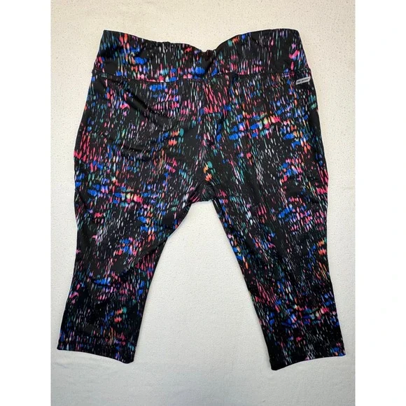 Danskin Now Capri Leggings Women L Black Multi Color Fitted Yoga Pants - Picture 10 of 11